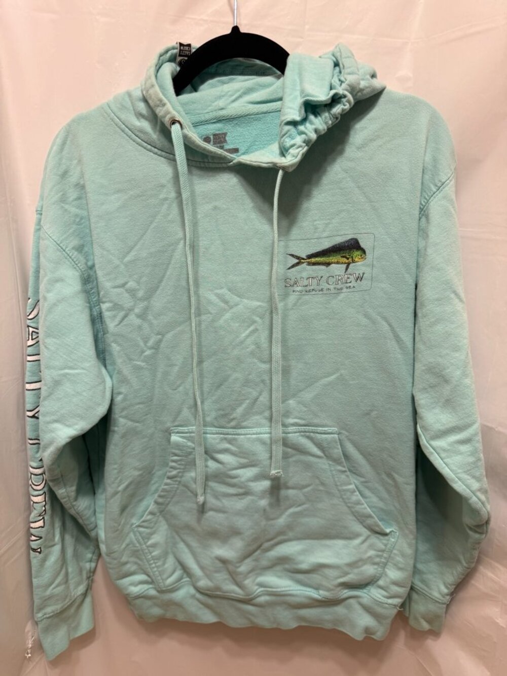 Salty Crew Seafoam Green Mahi Dorado Fish Graphic Pullover Hoodie Mens Medium M